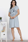 Zivame Farm Lore Knit Cotton Knee Length Nightdress - Sky Blue — thumbnail 2